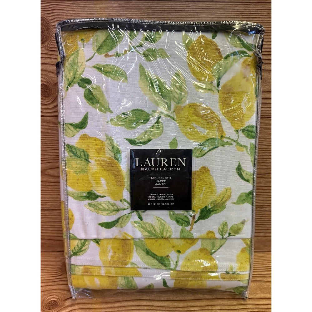 NEW Ralph Lauren Lemon Oblong Tablecloth 60 X 104 Summer Party Yellow Lemons